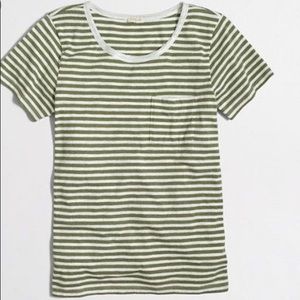 J.Crew Factory Striped Lurex Trim Pocket T-Shirt.